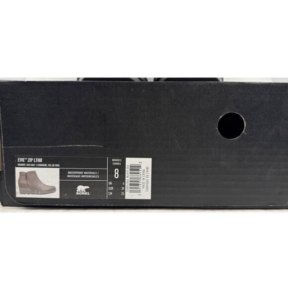 Sorel Evie Zip Bootie Wedge Women's 8 Waterproof Gray Leather Quarry Sea Salt - Picture 9 of 9